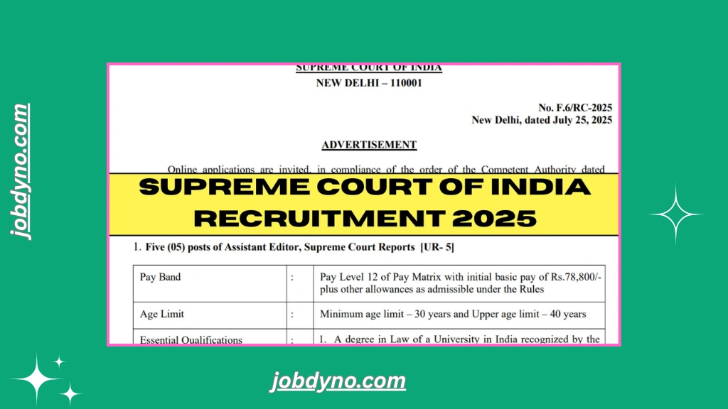 Supreme Court India Vacancy 2025