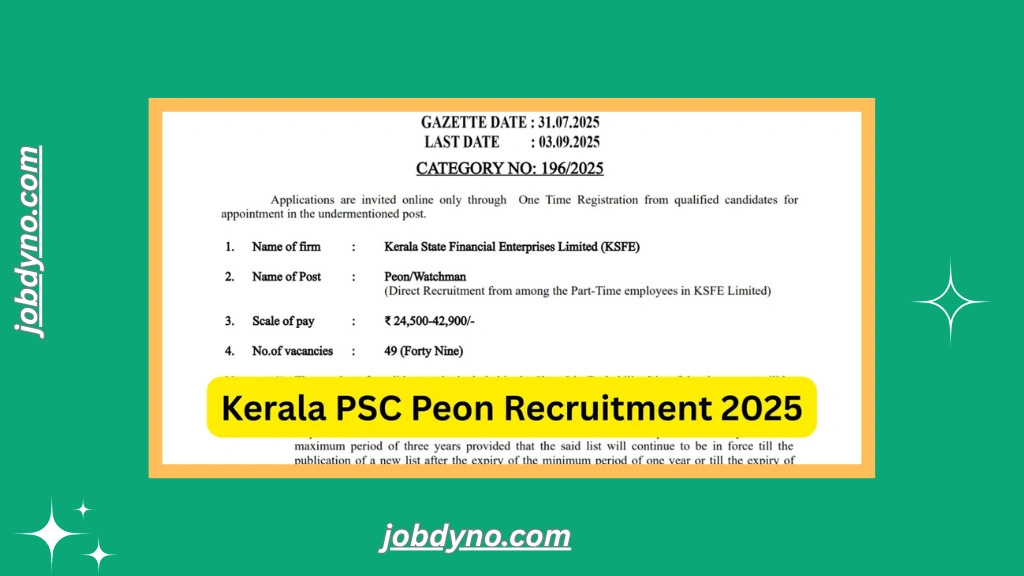Kerala PSC Peon Notification 2025